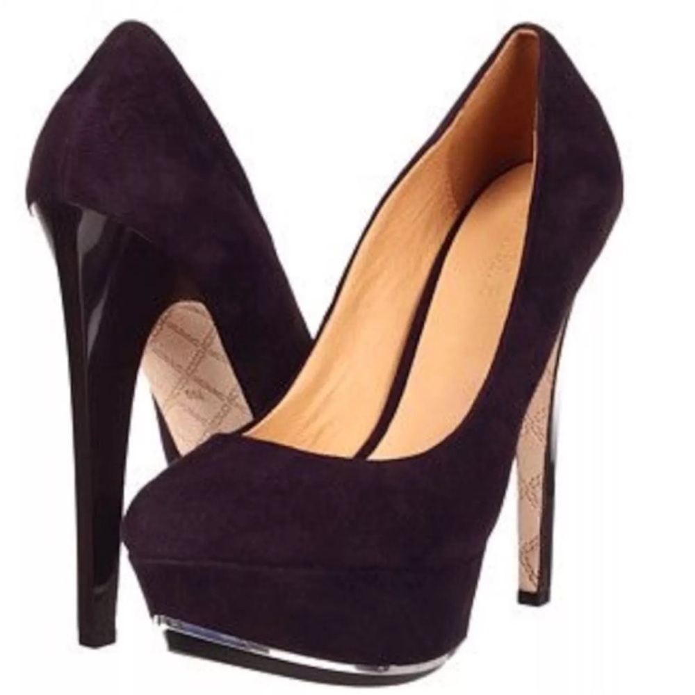 L.A.M.B. Purple Suede Platform Pumps